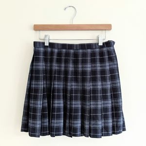 JK Japanese Navy Plaid Pleated Mini Uniform Skirt